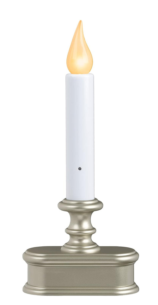 Xodus Innovations FPC1221P - Vela LED de policarbonato para ventana de atardecer a amanecer, con llama ámbar realista, peltre