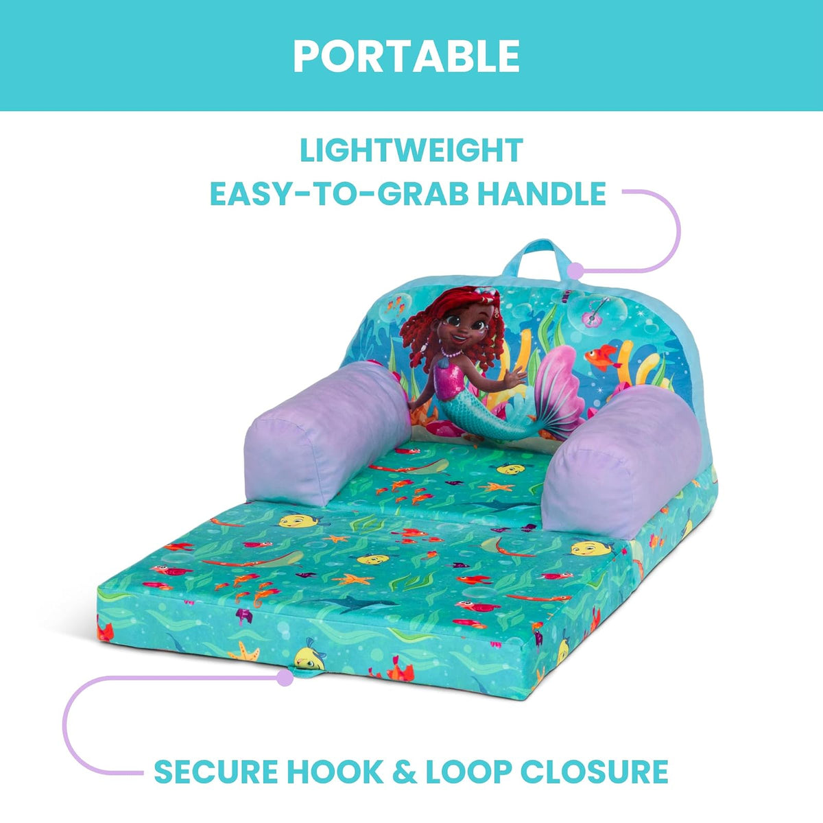 Delta Children Cozee Buddy - Silla abatible para niños de Disney Junior's Ariel-out