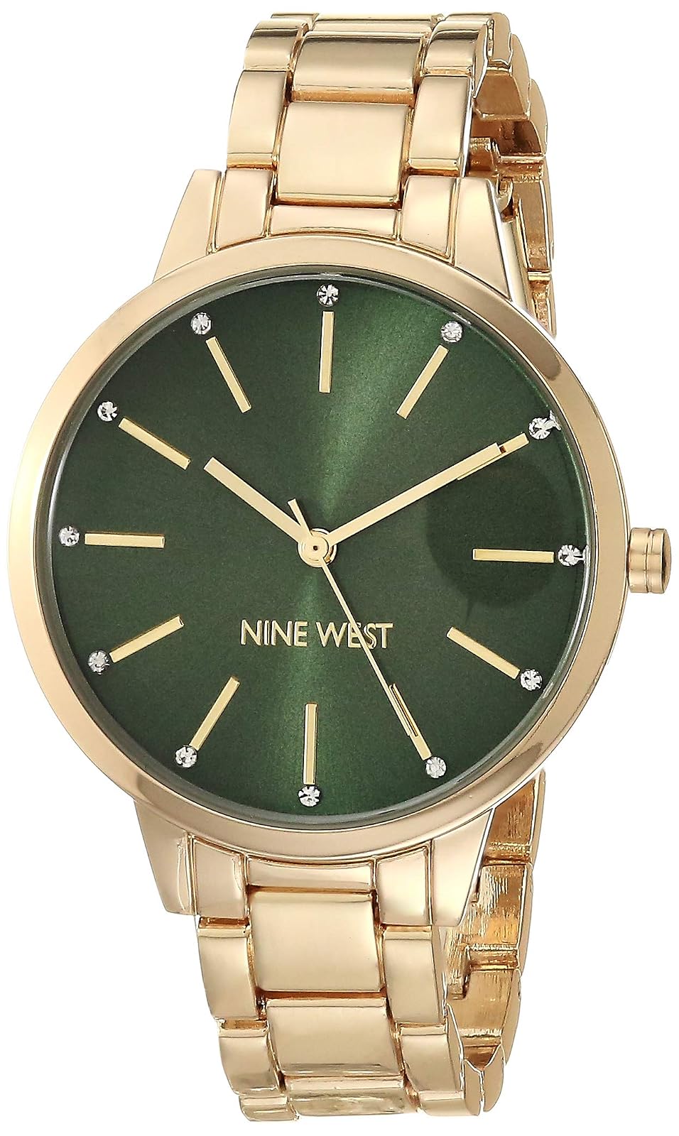 Nine West Reloj Analógico de Metal para Mujer - Verde - Dorado