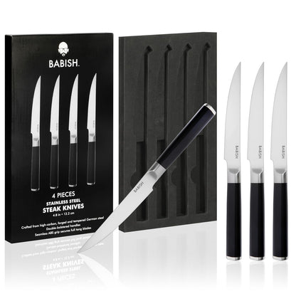 Babish 1.4116 cubiertos de acero alemán de alto carbono, 4 unidades de cuchillo de cocina forjado