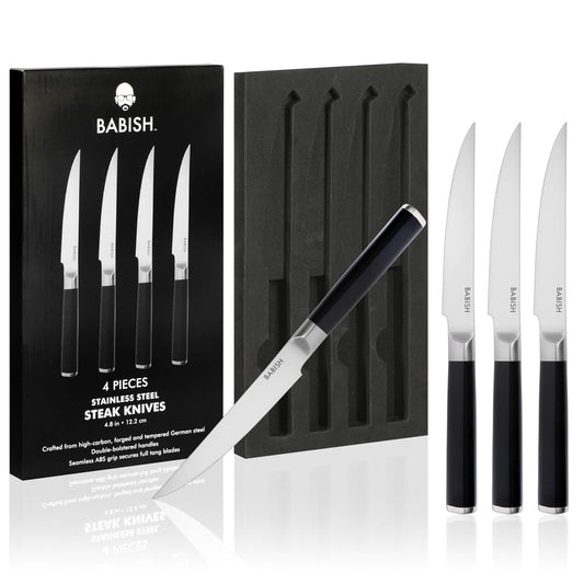 Babish 1.4116 cubiertos de acero alemán de alto carbono, 4 unidades de cuchillo de cocina forjado