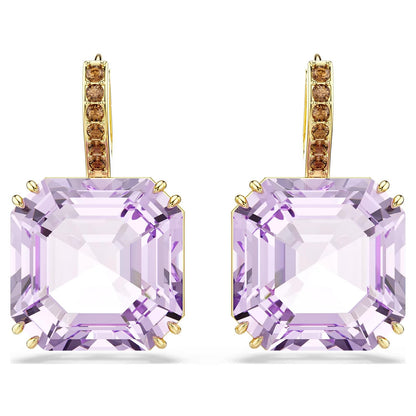 Pendientes Millenia, Talla cuadrada, Morado, Acabado en oro de 18 quilates