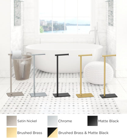Gatco 1431MX Modern Square Base Toilet Paper Holder Stand, Matte Black, 22.25"H
