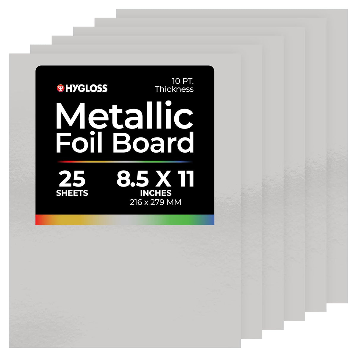Hygloss Láminas de Cartulina Metálica, Dorado, 8.5 x 11 Pulgadas, Paquete de 25 - Plata mate