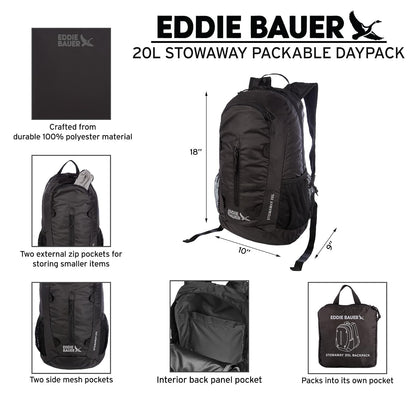 Eddie Bauer Stowaway Packable Backpack - Made from Ripstop Polyester mochilas de senderismo Unisex adulto