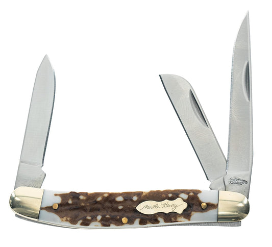 Uncle Henry Next Gen 897UH - Cuchillo de bolsillo plegable de 6.2 pulgadas con punta de clip de acero inoxidable, pie de oveja, cuchillas de punta rápida y mango de Staglon para caza, campamento y EDC
