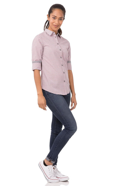 Chef Works Women's Modern Gingham Long Sleeve Dress Shirt