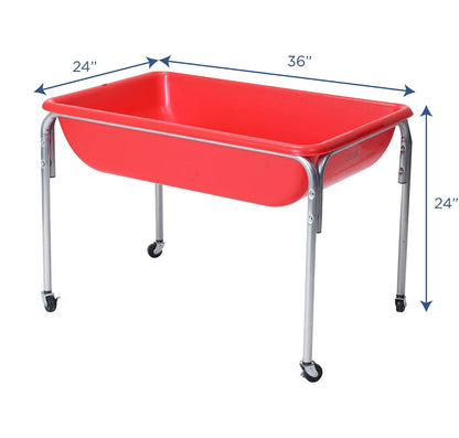 Children's Factory - Mesa sensorial mediana de 24 pulgadas de altura, caja de arena, mesa de agua para niños, color rojo