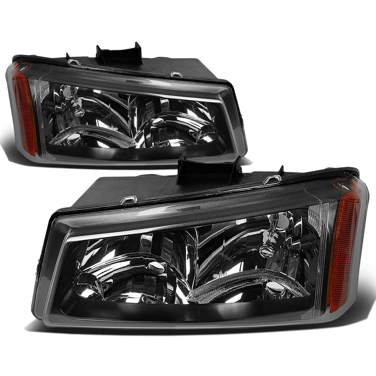 DNA Motoring Conjunto de Faros Delanteros, Lado Conductor y Pasajero - HL-OH-CS03-2P-BK-AM