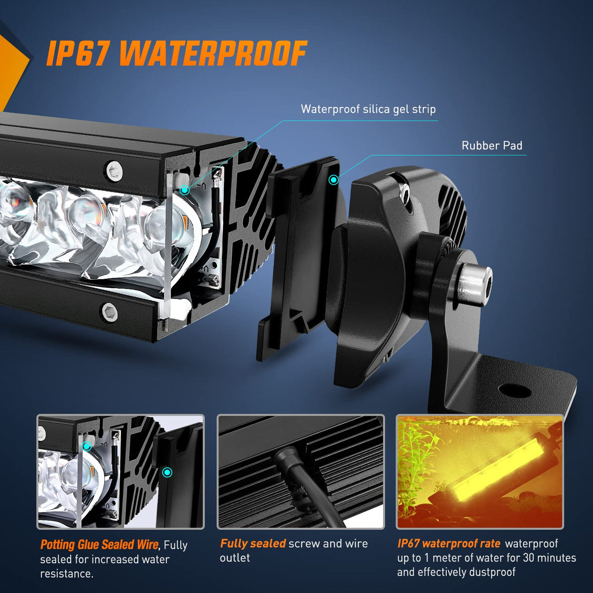 Nilight - Barra de luz LED ámbar 2 unidades de 7 pulgadas, 30 W, punto 3000 lm, súper delgada, 3D, niebla todoterreno, luces de trabajo para camiones, camionetas, SUV, ATV, UTV, barco, 4 x 4