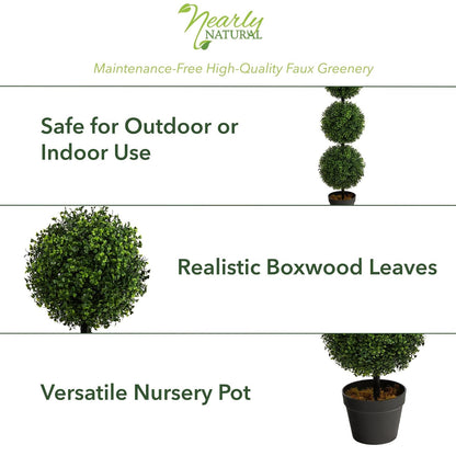 3ft. Boxwood Triple Ball Topiary Artificial Tree (Indoor/Outdoor)