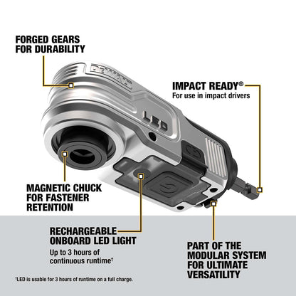 DEWALT FLEXTORQ Accesorio Modular de Ángulo Recto Iluminado para Driver de Impacto