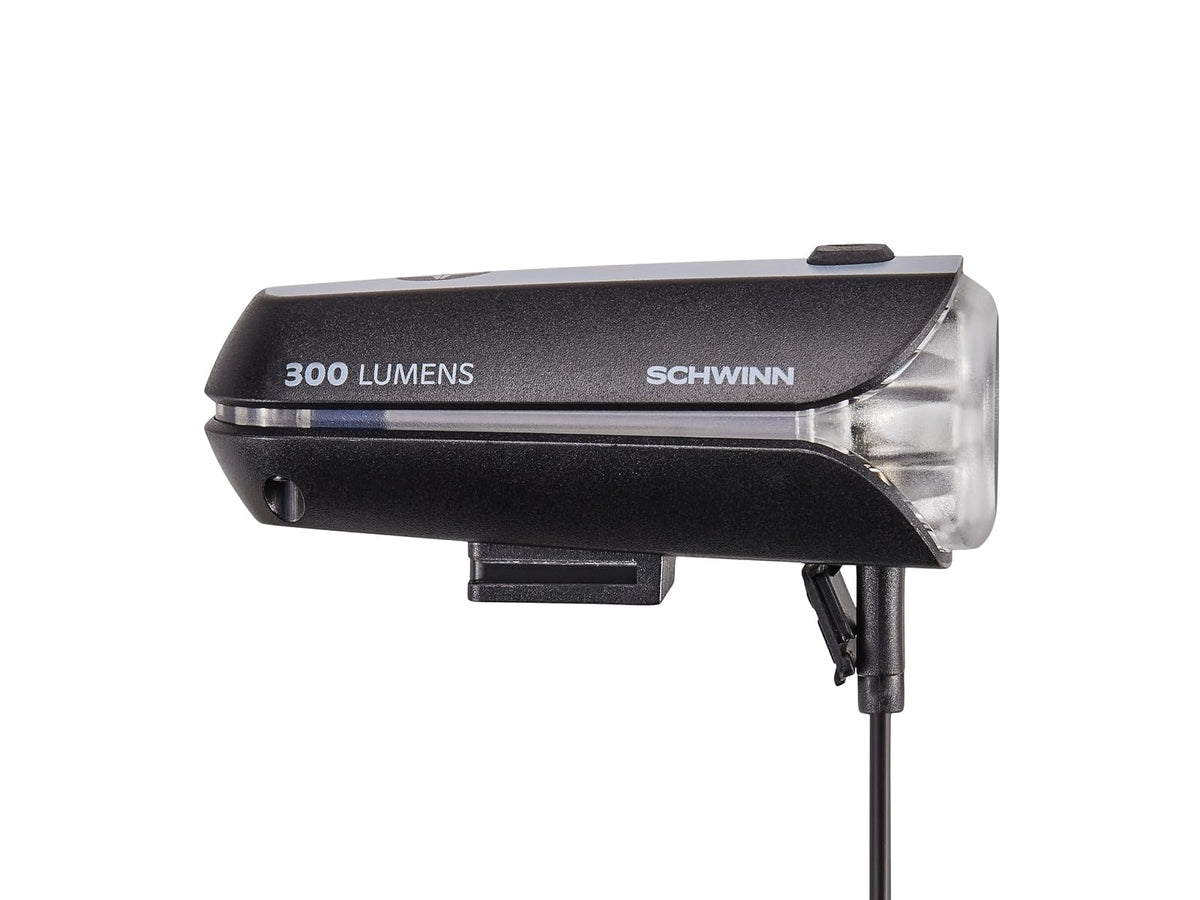Schwinn - Juego de luces LED para bicicleta, faros delanteros recargables por USB y luz trasera que funciona con pilas, con correa de silicona de montaje sin herramientas, pieza de bicicleta y