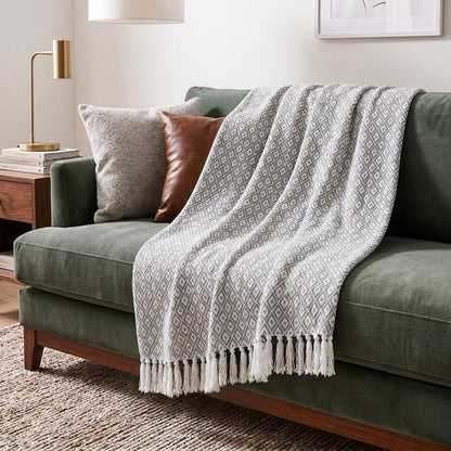 Americanflat - Manta de 50 x 60 Pulgadas, Suave y Transpirable 100% algodón para sofá, Cama, Silla, Manta Decorativa Perfecta para el hogar, Oficina o Uso al Aire última intervensión, Mini Diamante