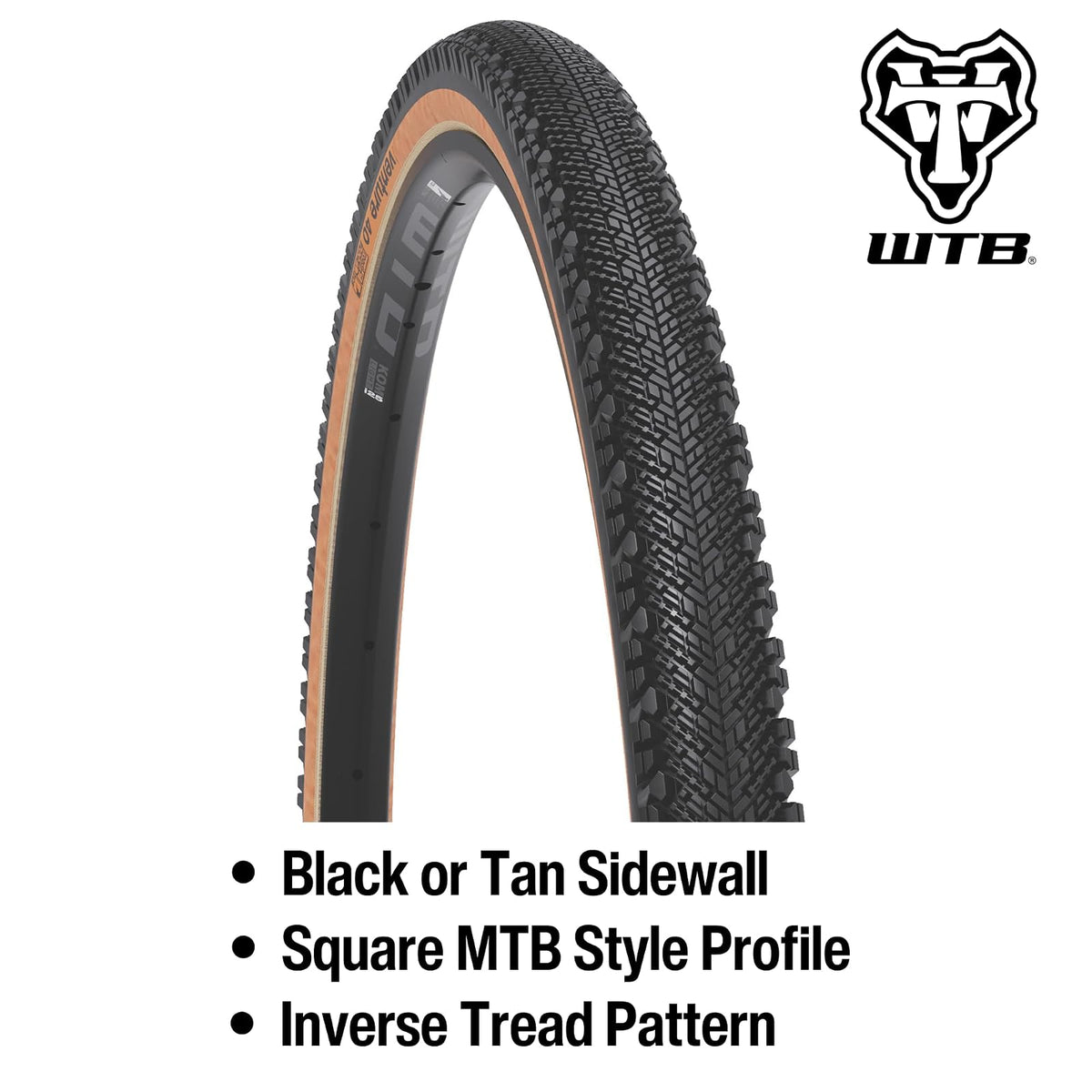 WTB Venture - Neumático para Bicicleta de Grava (700 x 40) sin cámara Plegable, Ligero y rápido, Grava y Aventura (Negro/Bronceado)