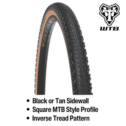 WTB Venture - Neumático para Bicicleta de Grava (700 x 40) sin cámara Plegable, Ligero y rápido, Grava y Aventura (Negro/Bronceado)