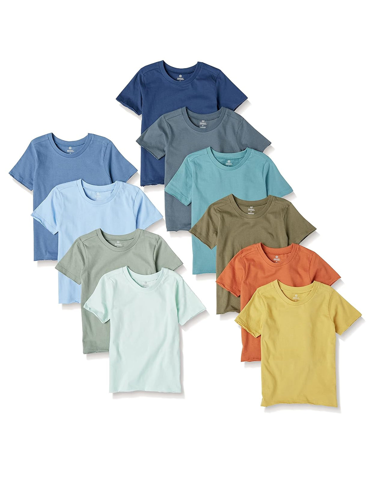 HonestBaby Playera de Manga Corta Multipack, Algodón Orgánico, Unisex - 6 Años - Rainbow Gems Blues