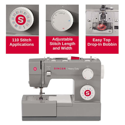 Singer Máquina de Coser 4432 | Gris, kit de accesorios incluido, 110 aplicaciones de puntada, perfecta para principiantes