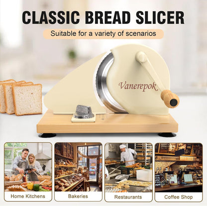 vanerepok Manual Bread Slicer for Homemade Sourdough Bread Slicer de pan de manivela para pan crusty Etc Acero inoxidable Ancho ajustable para uso doméstico y comercial