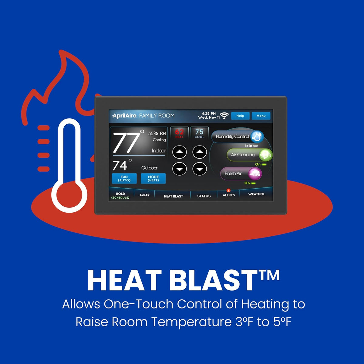 AprilAire 8920W - Termostato de visualización táctil a color programable Wi-Fi con control IAQ; compatible con Alexa y Google Assistant