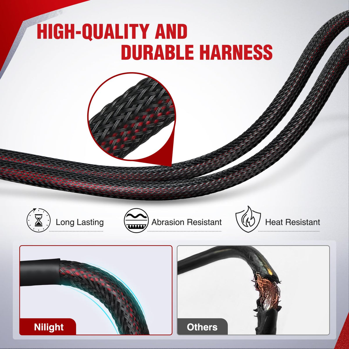 Nilight Kit Arnés Cableado 16 AWG 12V Interruptor Manubrio LED Motocicleta