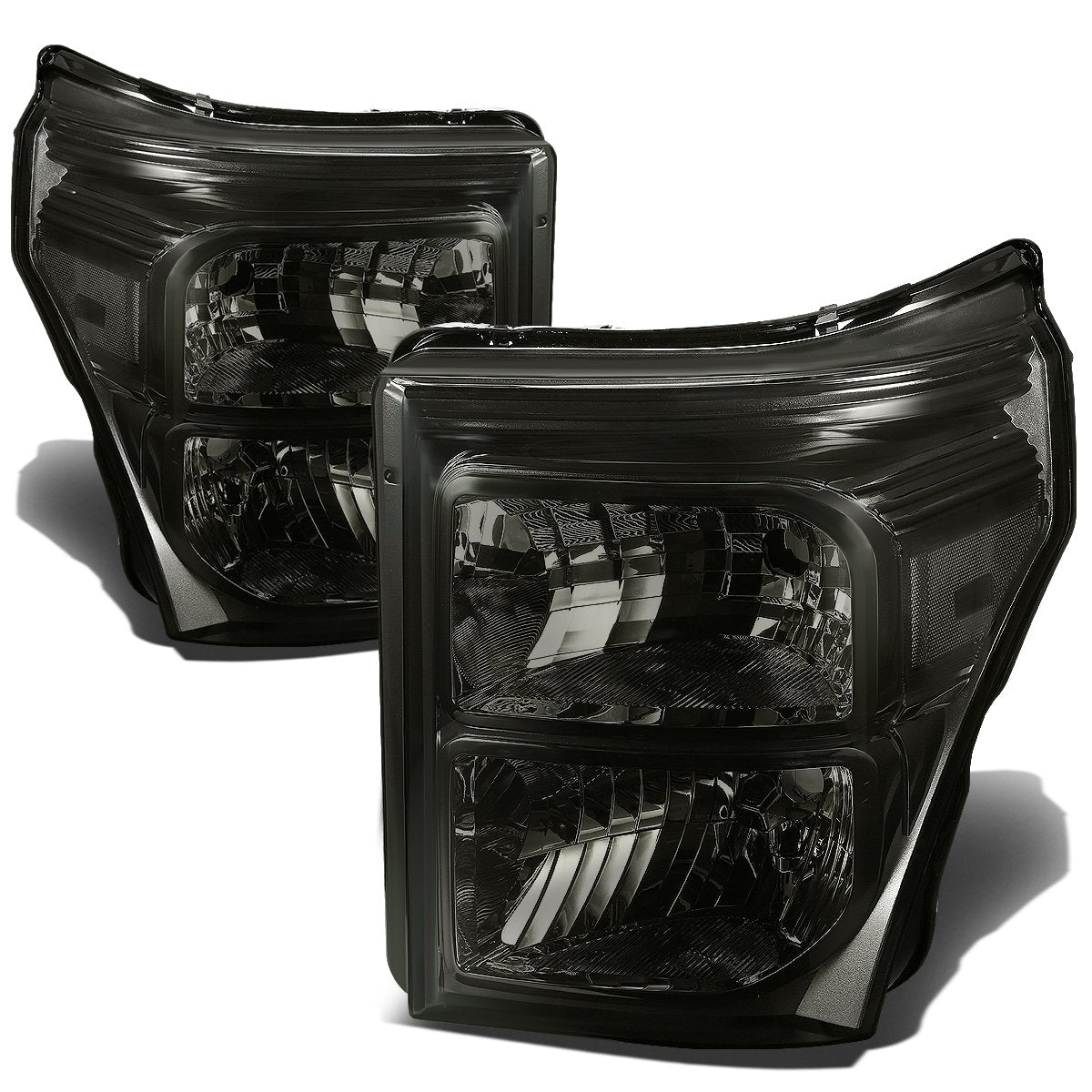 DNA Motoring Faros Delanteros Ahumados Ámbar para Ford F-250/F-350/F-450/F-550 Super Duty 2011-2016 - Lente ahumada - esquina transparente.
