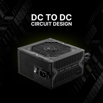 MSI mag A750BN PCIE 5 Fuente de alimentación para Juegos - PCIE 5.1 Ready - 80 Plus Certificado de Bronce 750w - Tamaño Compacto - ATX PSU