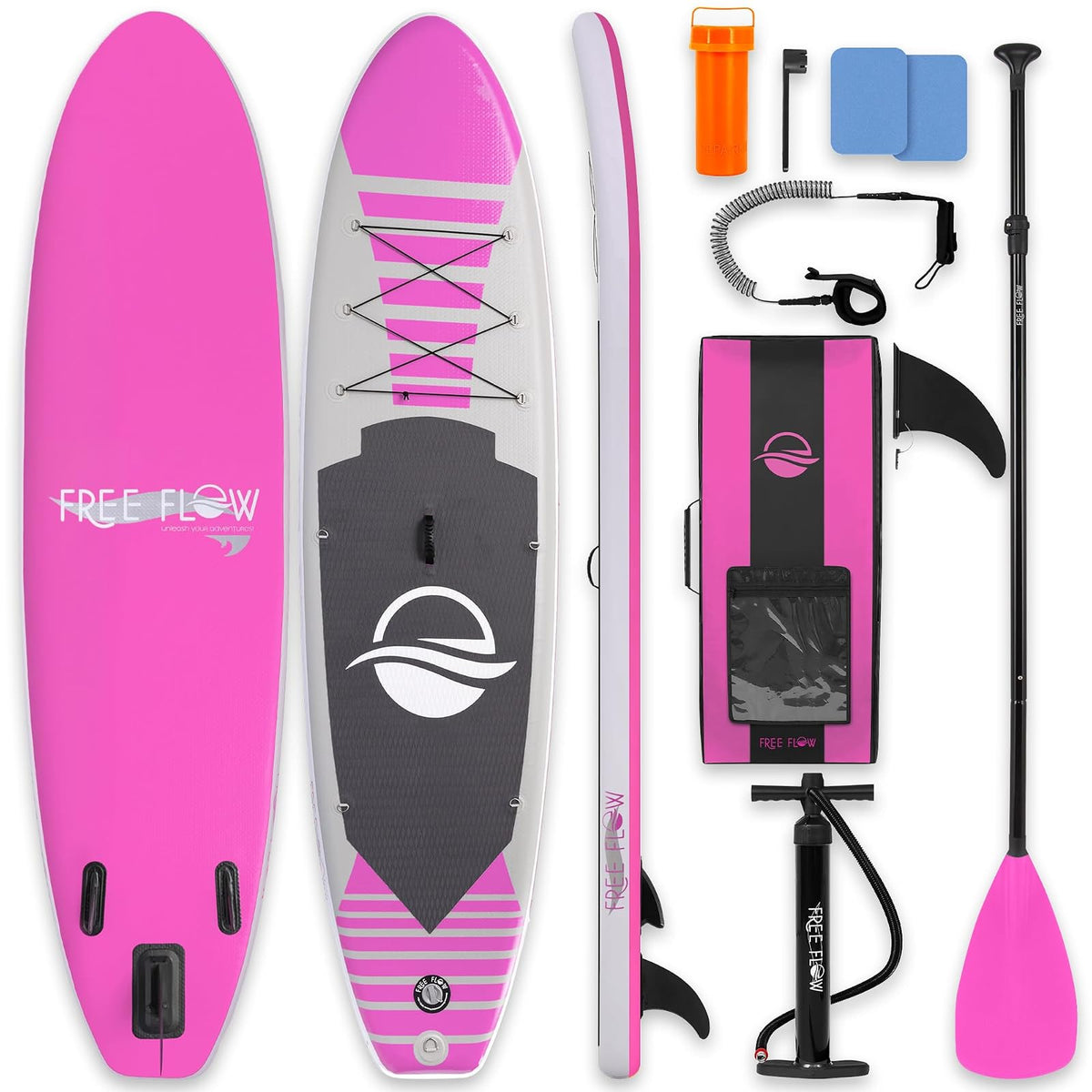 SereneLife Tabla Paddle Surf Inflable con Accesorios y Bolsa - Rosa