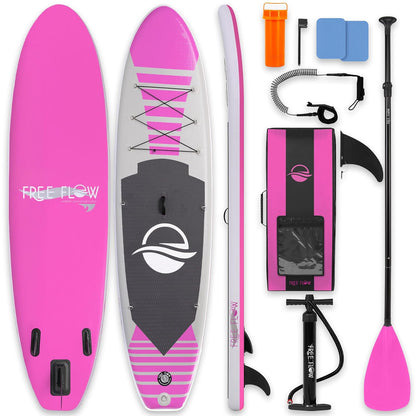 SereneLife Tabla Paddle Surf Inflable con Accesorios y Bolsa - Rosa