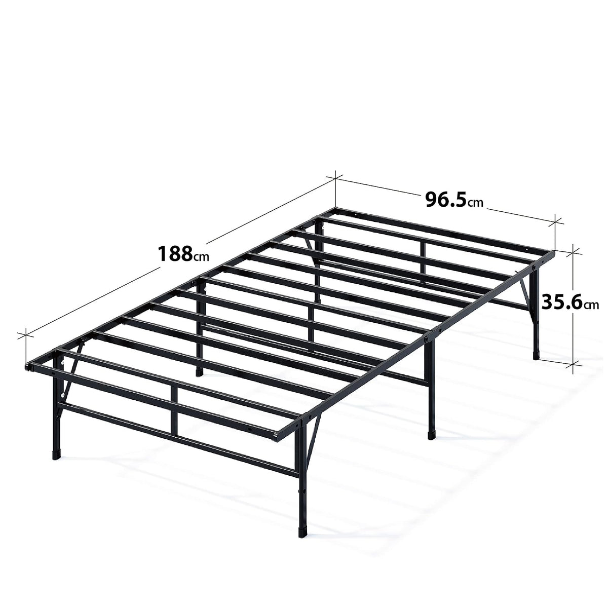 Zinus Smartbase Base de Cama Individual con Patas de Acero Antiderrapantes para Mayor Estabilidad y Resistencia en Caja, Fácil de Armar con Garantía de 5 Años