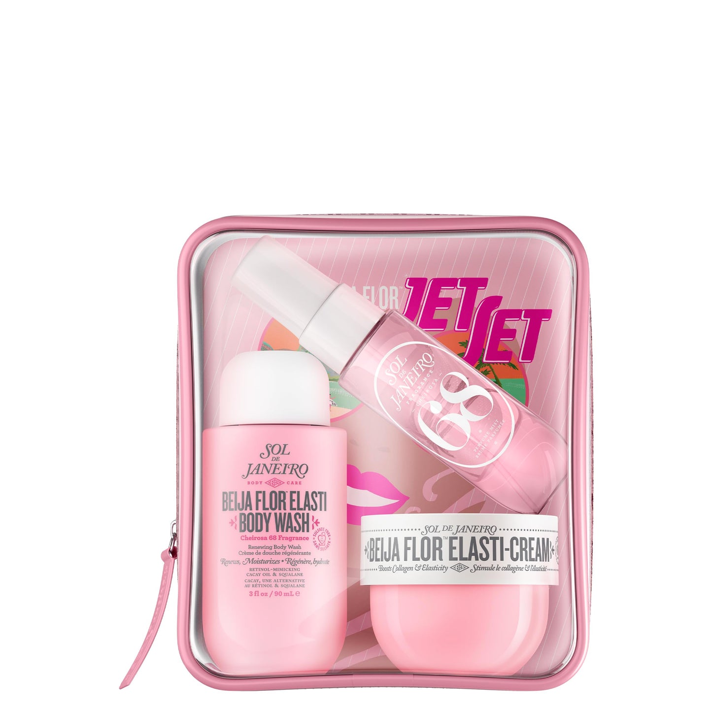 Sol de Janeiro Beija Flor Jet Set: Kit de Viaje con Elasti-Cream, Gel de Ducha Renovador y Perfume Mist Brazilian Crus
