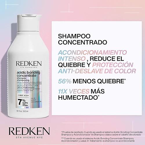 REDKEN- Shampoo Acidic Bonding Concentrate de Redken 300ml + Mascarilla travel size| Shampoo y mascarilla de reparación máxima | Repara 1 año de daño en 5 minutos y proporciona hidratación profunda