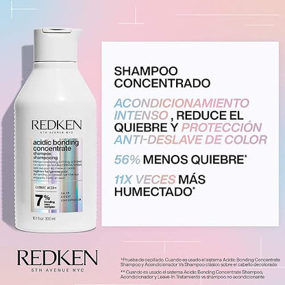 REDKEN- Shampoo Acidic Bonding Concentrate de Redken 300ml + Mascarilla travel size| Shampoo y mascarilla de reparación máxima | Repara 1 año de daño en 5 minutos y proporciona hidratación profunda