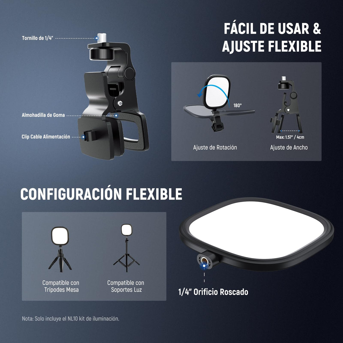 NEEWER Basics 5" 10W LED Streaming Luz, Bi Color Foco Edge Lit Clip Full Screen USB Desk Lamp Mesa Iluminación CRI95 para Monitor Laptop Computadora Webcam Videoconferencias Zoom Call Grabación, NL10