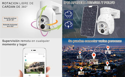 ZDQC 3MP Cámara de Seguridad WiFi Interiores y Exteriores Ip66 360° Camaras Vigilancia Visión Nocturna a Color, HD Visión Nocturna, Audio Bidireccional, Detección de Movimiento,Rastreo MóVil AI