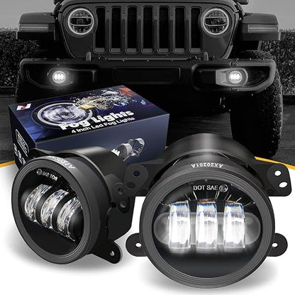 NUVISION LIGHTING NVL-FL-001 Luz antiniebla LED de 4 Pulgadas Compatible con Jeep Wrangler 07-17/11-14 Charger / 14-18 Cherokee /10-19 Journey (Izquierda y Derecha) Aprobado por Dot
