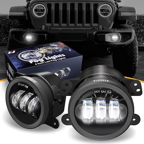 NUVISION LIGHTING NVL-FL-001 Luz antiniebla LED de 4 Pulgadas Compatible con Jeep Wrangler 07-17/11-14 Charger / 14-18 Cherokee /10-19 Journey (Izquierda y Derecha) Aprobado por Dot
