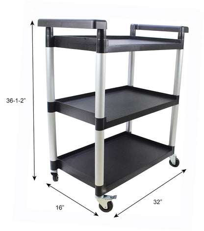 MaxWorks 80774 Carro de Plástico de 3 Estantes, Capacidad 225 lb, Negro