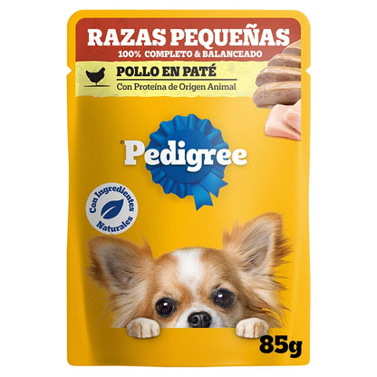 Pedigree Alimento Húmedo Raza Pequeña Sabor Pollo en paté Filetes 24 Sobres