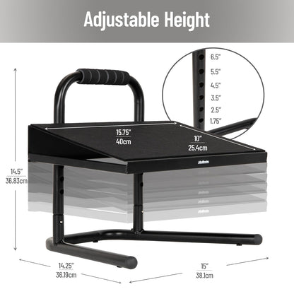 Mind Reader Foot Rest, Under Desk at Work, Ergonomic, Height Adjustable, Office, Metal, 15" L x 14.25" W x 14.5" H, Black
