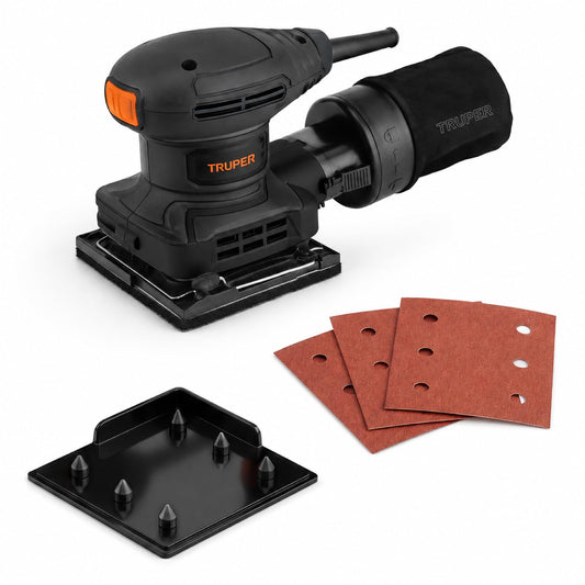 Truper LIOR-1/4N2, Lijadora orbital 1/4 hoja 300 W, diseño compacto, grip antiderrapante
