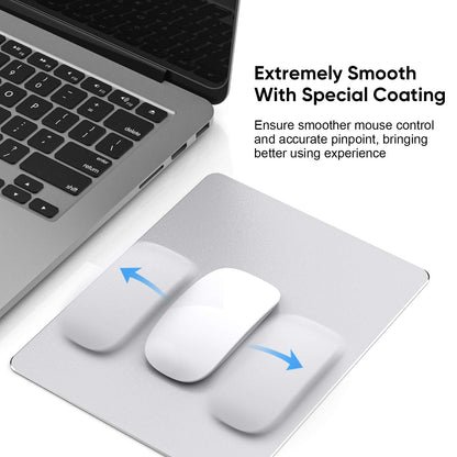 JEDIA Mouse Pad, Silver Hard Metal Aluminum Mouse Pad, Premium Dual-Side Waterproof Fast and Accurate Control Mousepad for Office, Home and Gaming, Small Size, 9"×7"