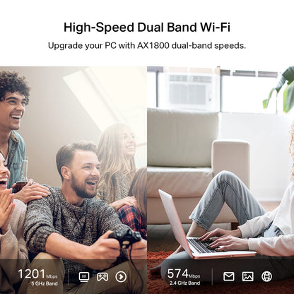 TP-Link Archer TX20U Plus Adaptador USB wifi6 para PC AX1800Mbps, 2* Antenas WiFi de Alta Ganancia 5dBi, Compatible con Win 10-11