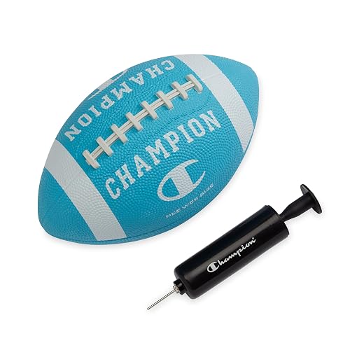 Champion Blitz Football, All-Weather Football, Enhanced Grip, Durable Rubber Cover and Molded Laces, for Outdoor Sports & Training, Includes 6 Ball Pump