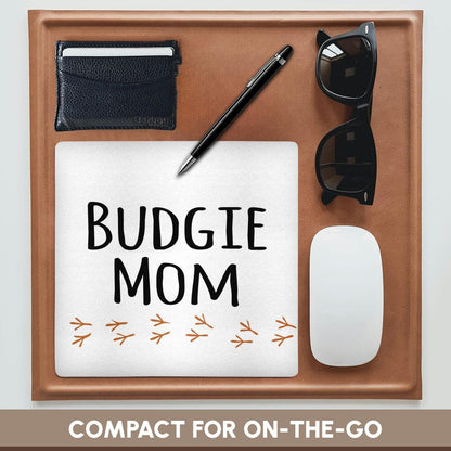 3dRose 8 x 8 x 0.25 Inches Budgie Mom Parrot Text with Bird Footprints Mouse Pad (mp_154036_1)
