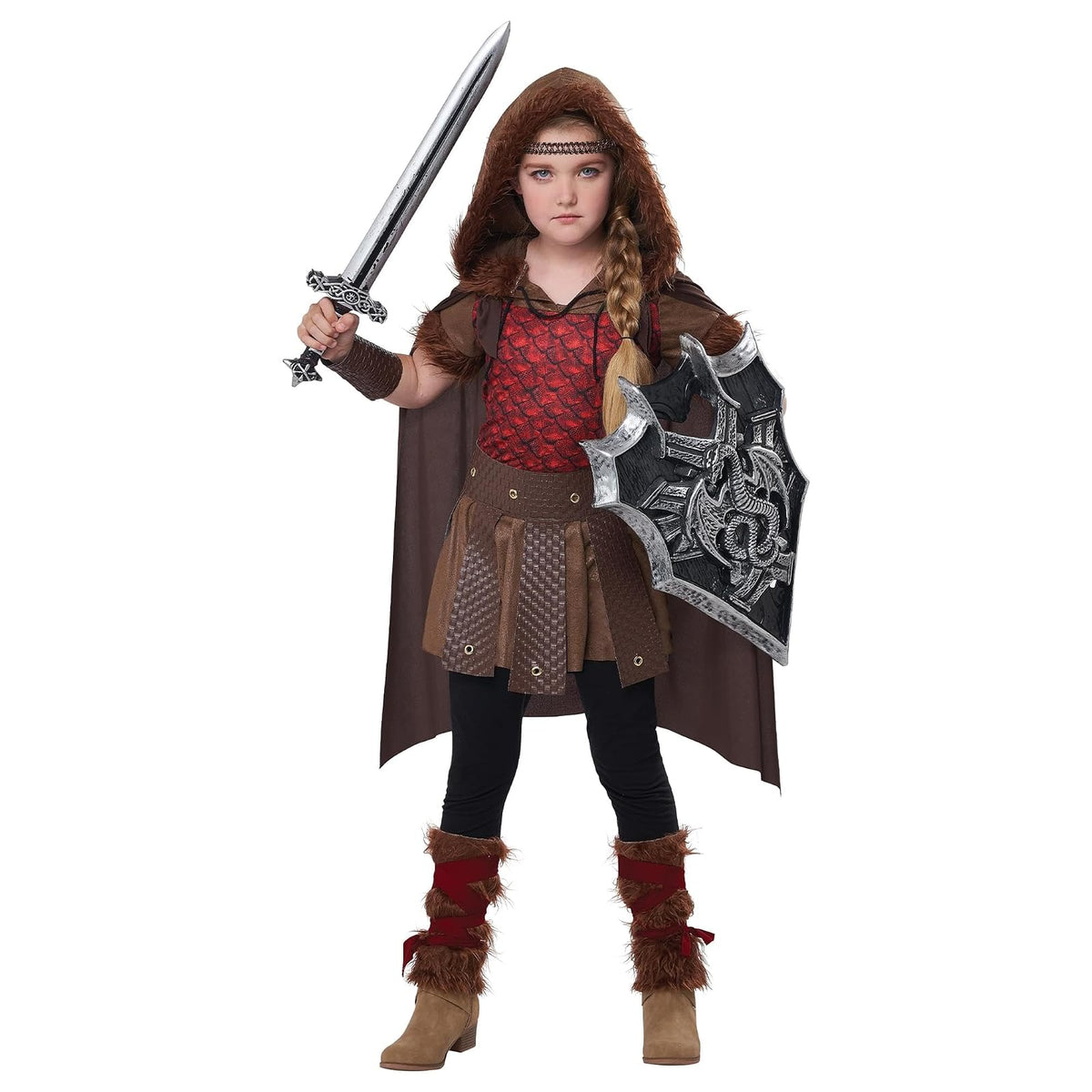 California Costumes Disfraz Dragón Niña Vikinga Halloween | Café/Rojo, Tamaño M, 8-10 años - M
