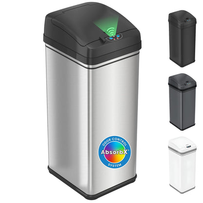 ITouchless - Desodorizador DZT13/IT13CB, sensor sin contacto, bote de basura automático de acero inoxidable de 13 galones - Silver