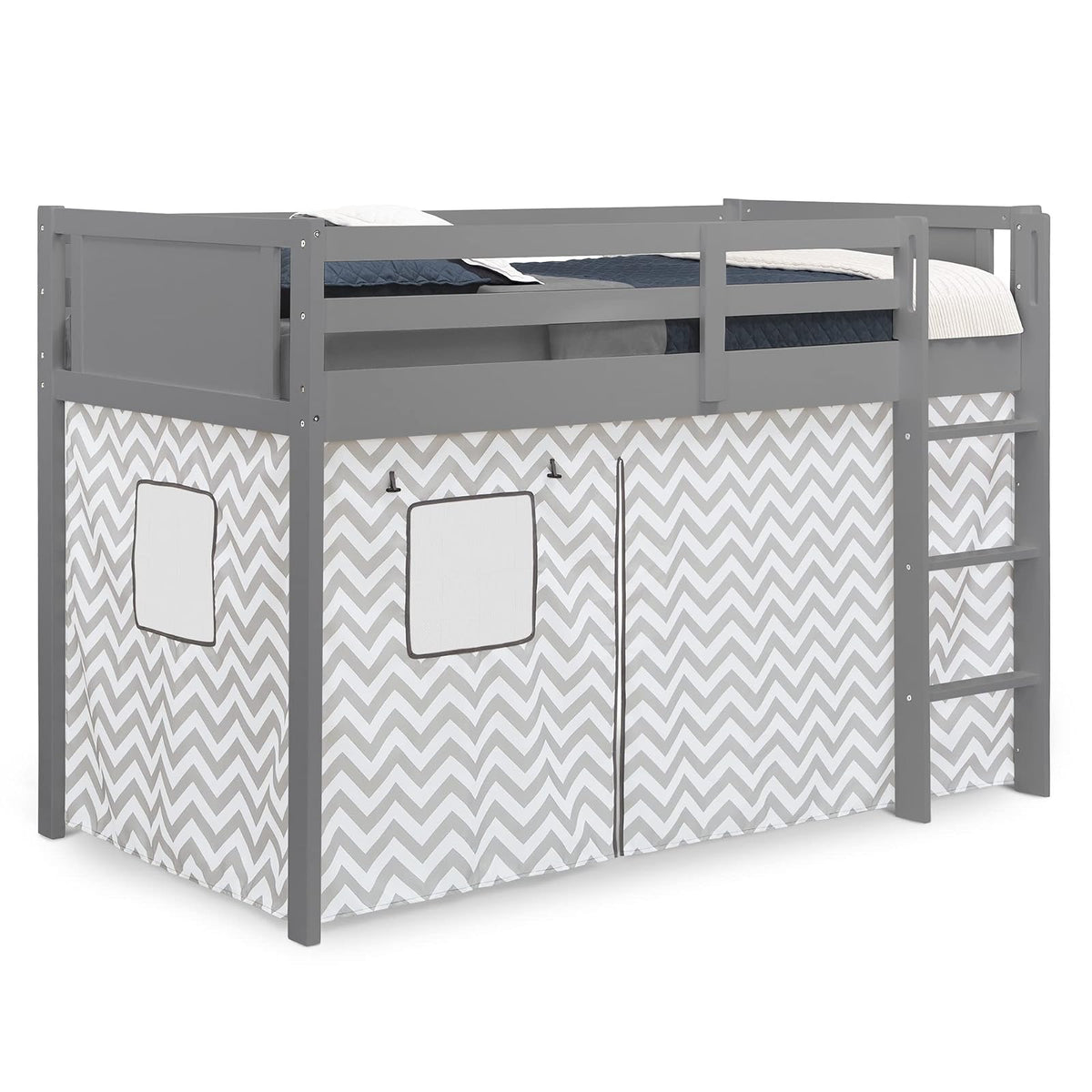 Delta Children Carpa Tipo Cortina para Cama Alta Twin (la Cama se Vende por Separado) - Estilo: Gris Chevron