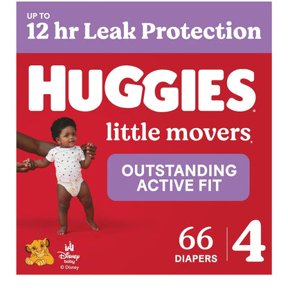 Huggies Little Movers Baby Diapers Size 4, 66 Ct