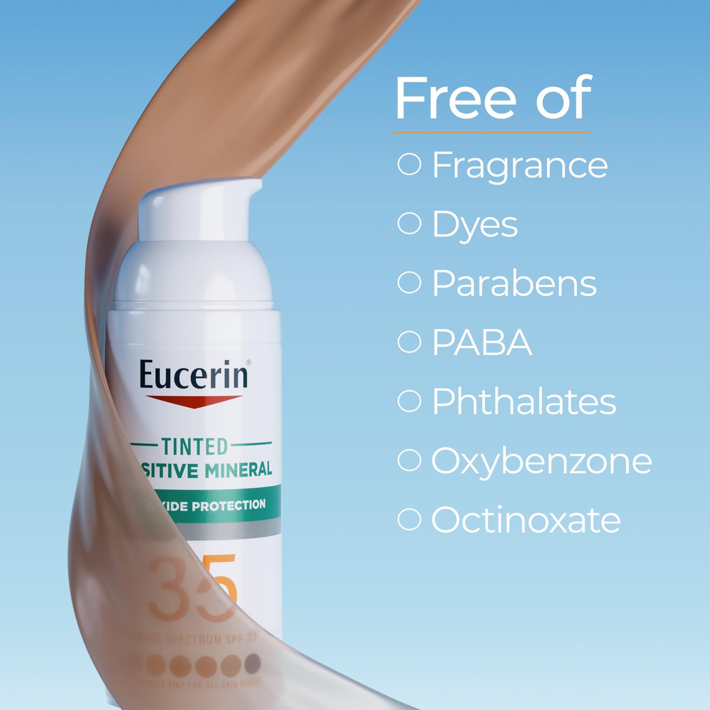 Eucerin Loción De Protector Solar Facial Mineral Tintado Solar Spf 35, Protector Solar Mineral No Comedogénico Con Protección Suave De Ã“xido De Zinc Para Piel Sensible, Frasco De 1.7
